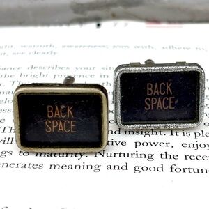 Vintage Backspace typewriter key Cufflinks - Black and Silver
